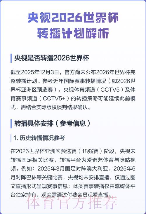2026世界杯在哪看?最佳直播平台推荐与收看攻略 2026世界杯在哪看?最佳直播平台推荐与收看攻略